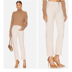 Moussy Vintage SAAB Corduroy Slater Cream Straight Leg Jean Pants 25